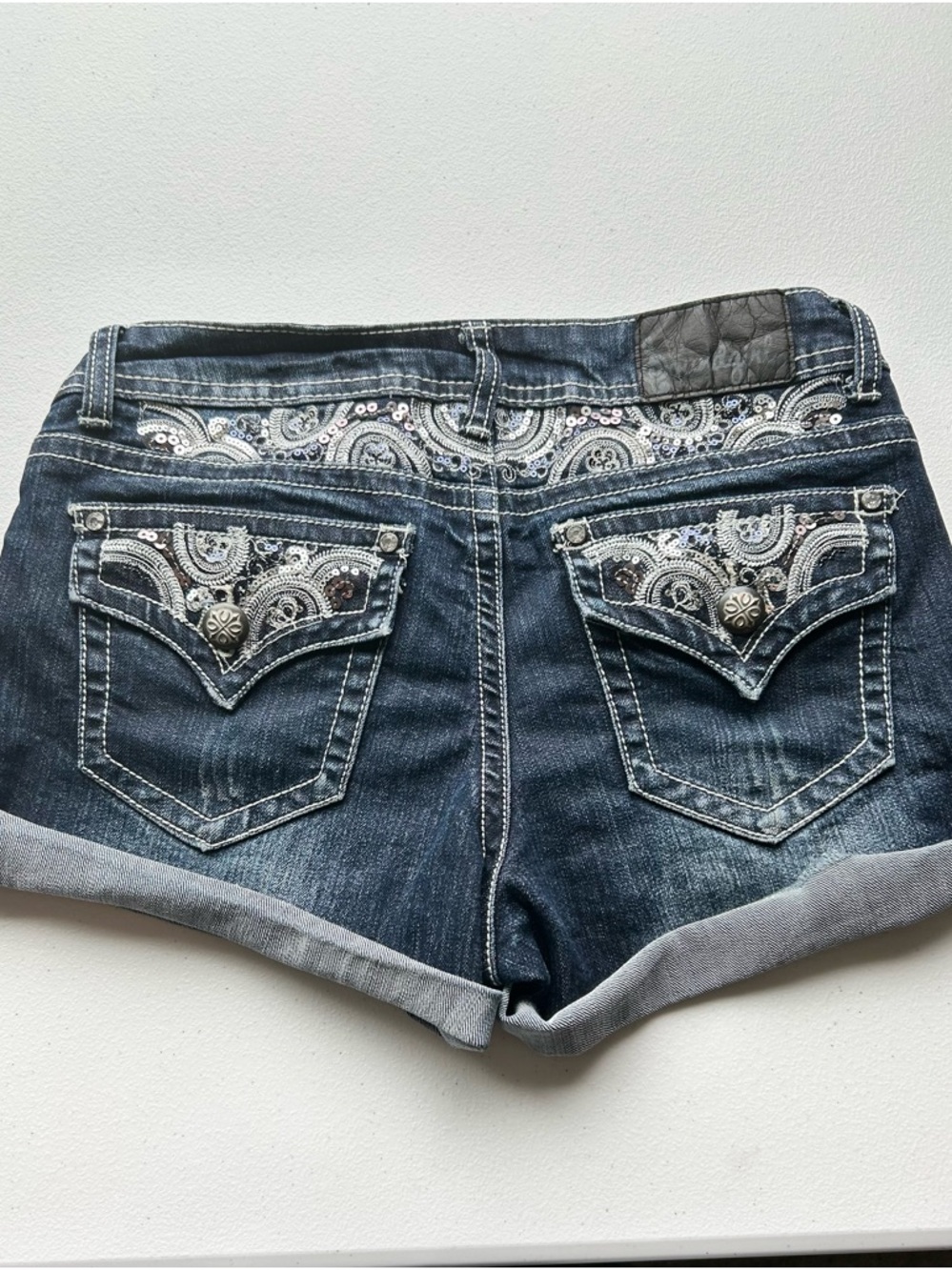 Vintage Y2K Soundgirl Embellished Bling Denim Shorts - Size 7 Juniors